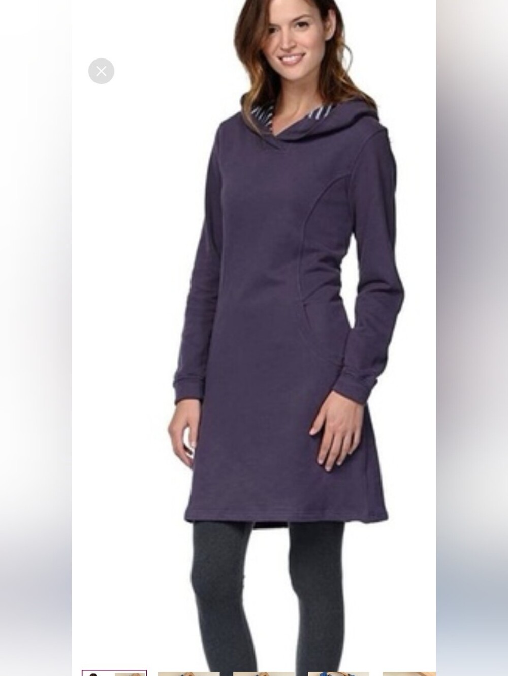 Horny Toad Dresspass Hoodie Dress Organic Cotton Plum L EUC